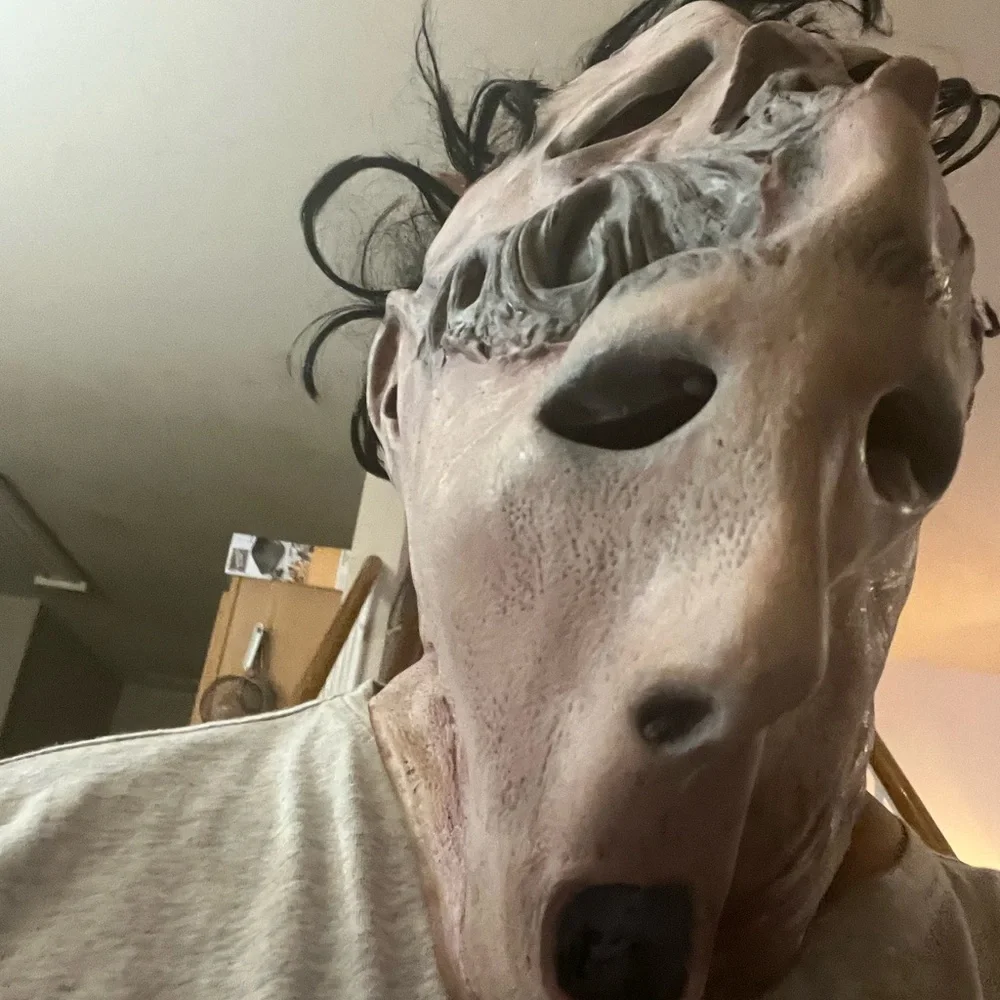 Scary Halloween double face horror adult latex with hair